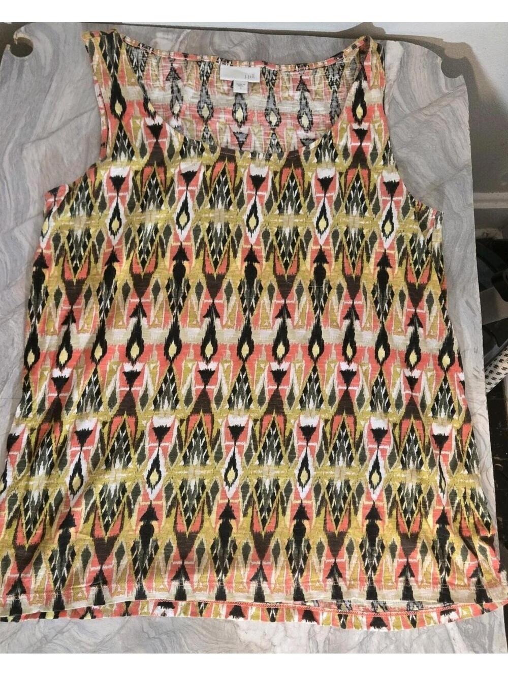J. Jill Sleeveless Woman’s Lined Scoop Neck Top Southwestern Boho